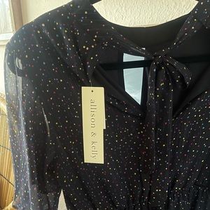 Navy blue mini dress with dots